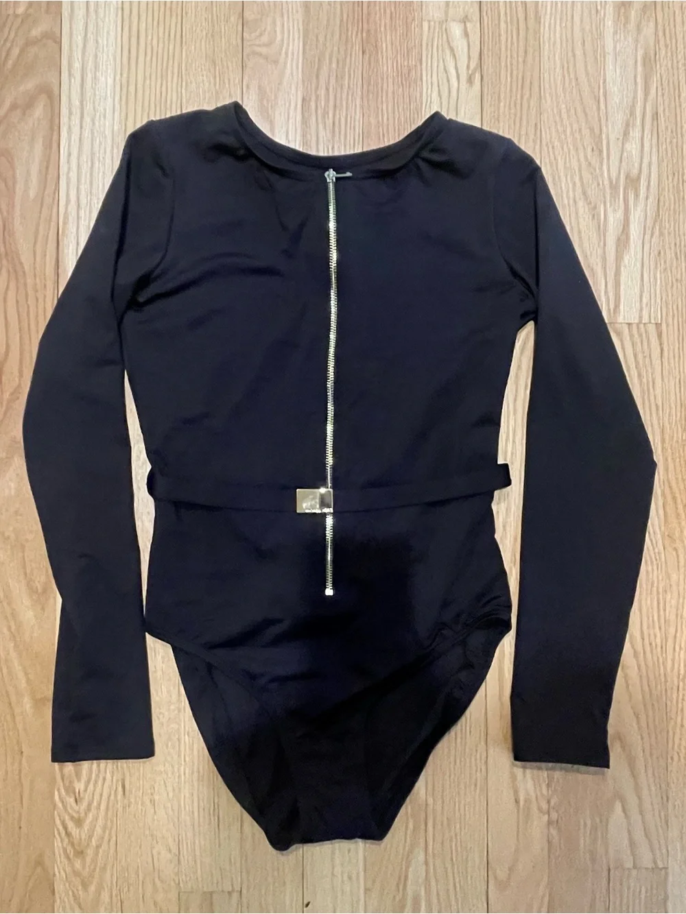 MICHAEL Kors Black Belted Long Sleeve One Piece Swimsuit Sz 10